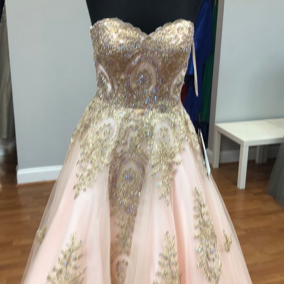 Rose prom dress with multi color rhinestones - Picture 2 of 8